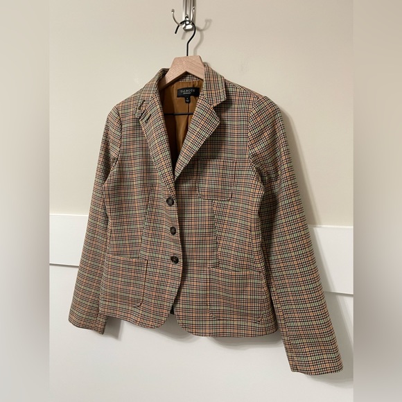 Talbots Brown & Multi-Color Plaid Wool Blend Riding Blazer Size 4 - Picture 5 of 9